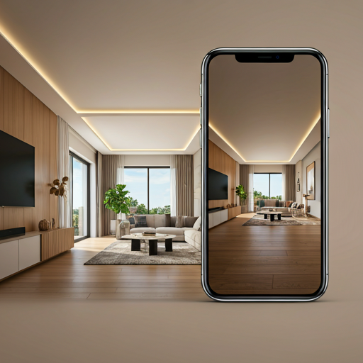 360° photo of a living room turned into a vertical phone video